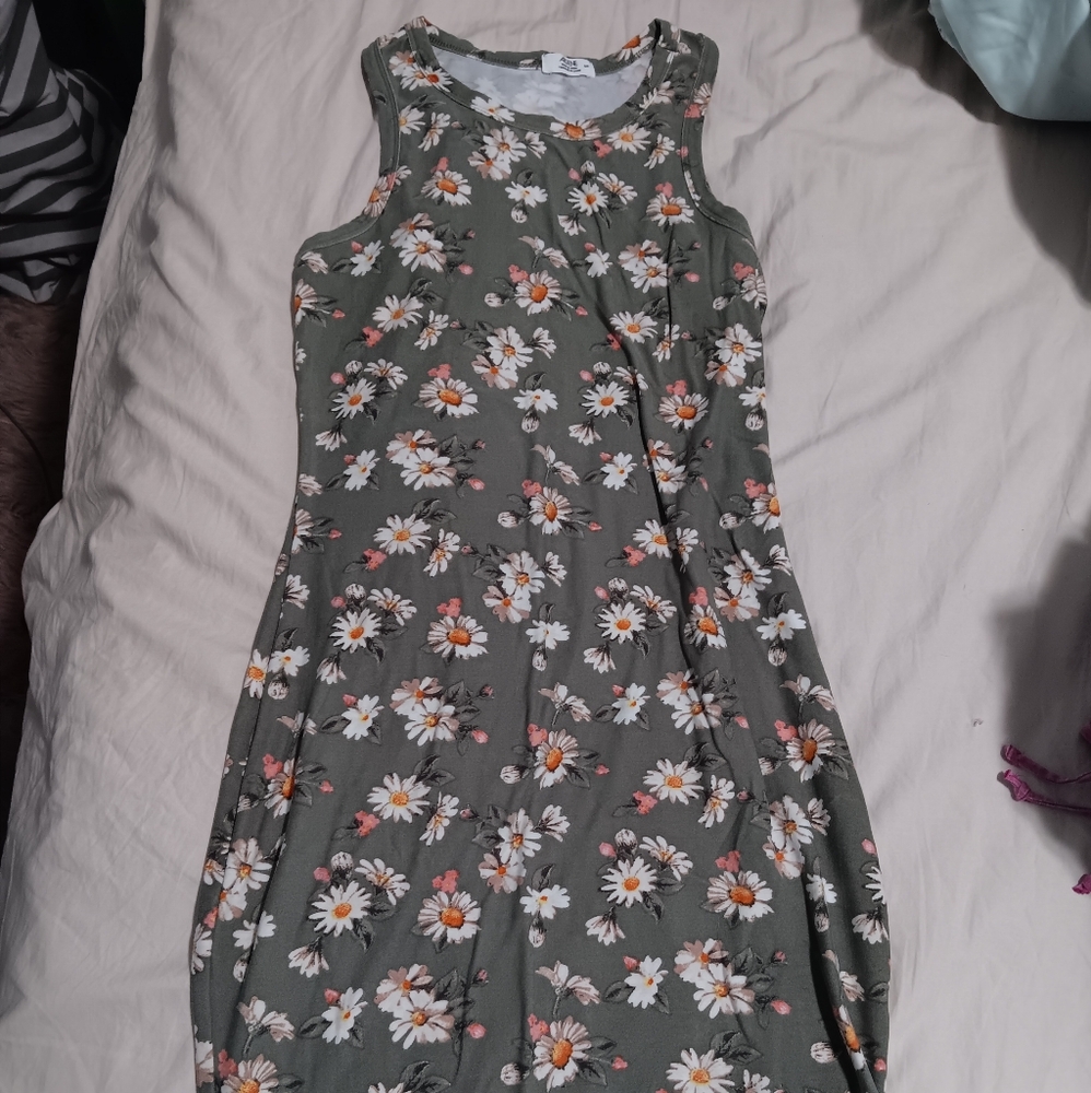 Ardene Floral Sleeveless Dress - Green Size Small